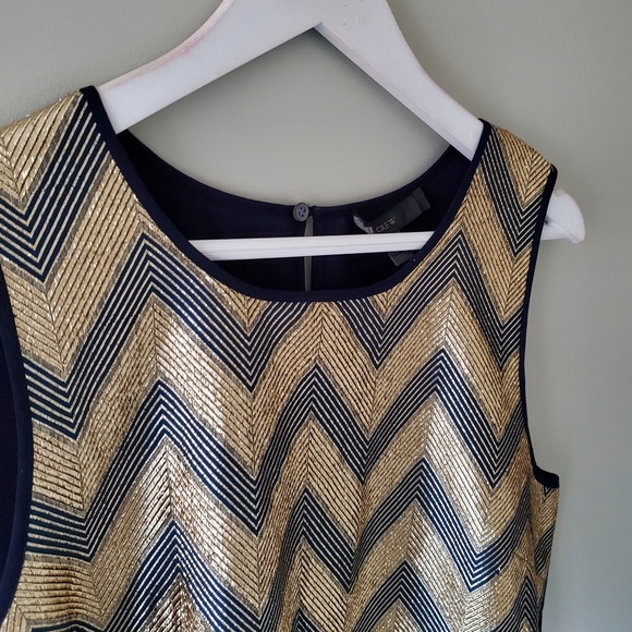 NWOT J. Crew 10 Modern Contemporary Glam Metallic Chevron Wool Sleeveless Top - Picture 7 of 13